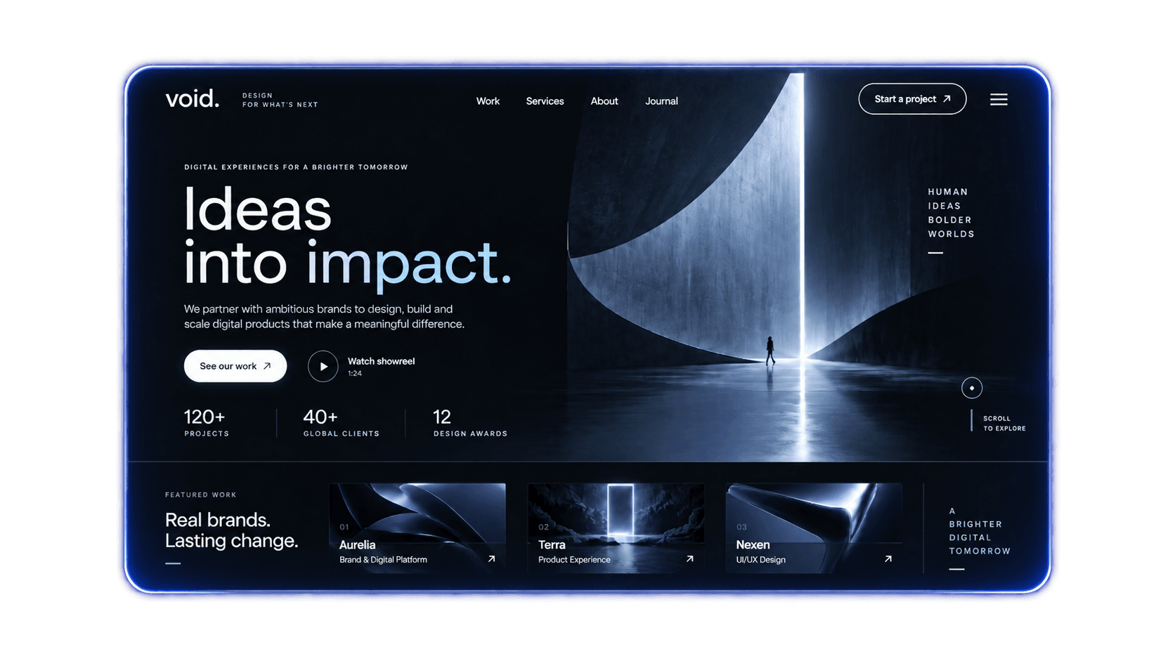 Void — a digital agency website designed and built by UXUI, shown on desktop