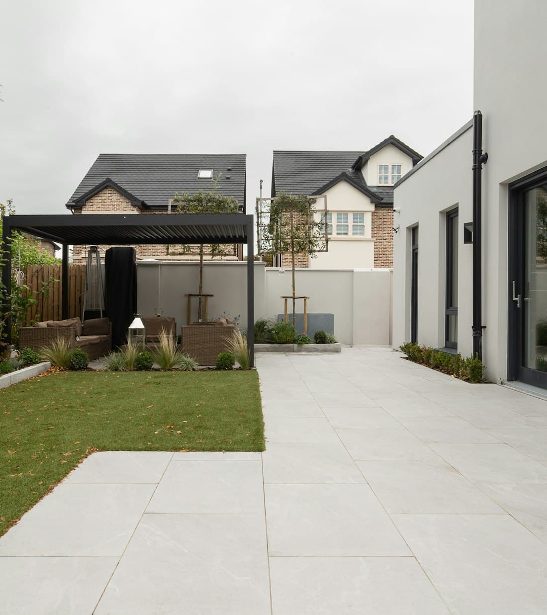 Modern residential rear extension with patio