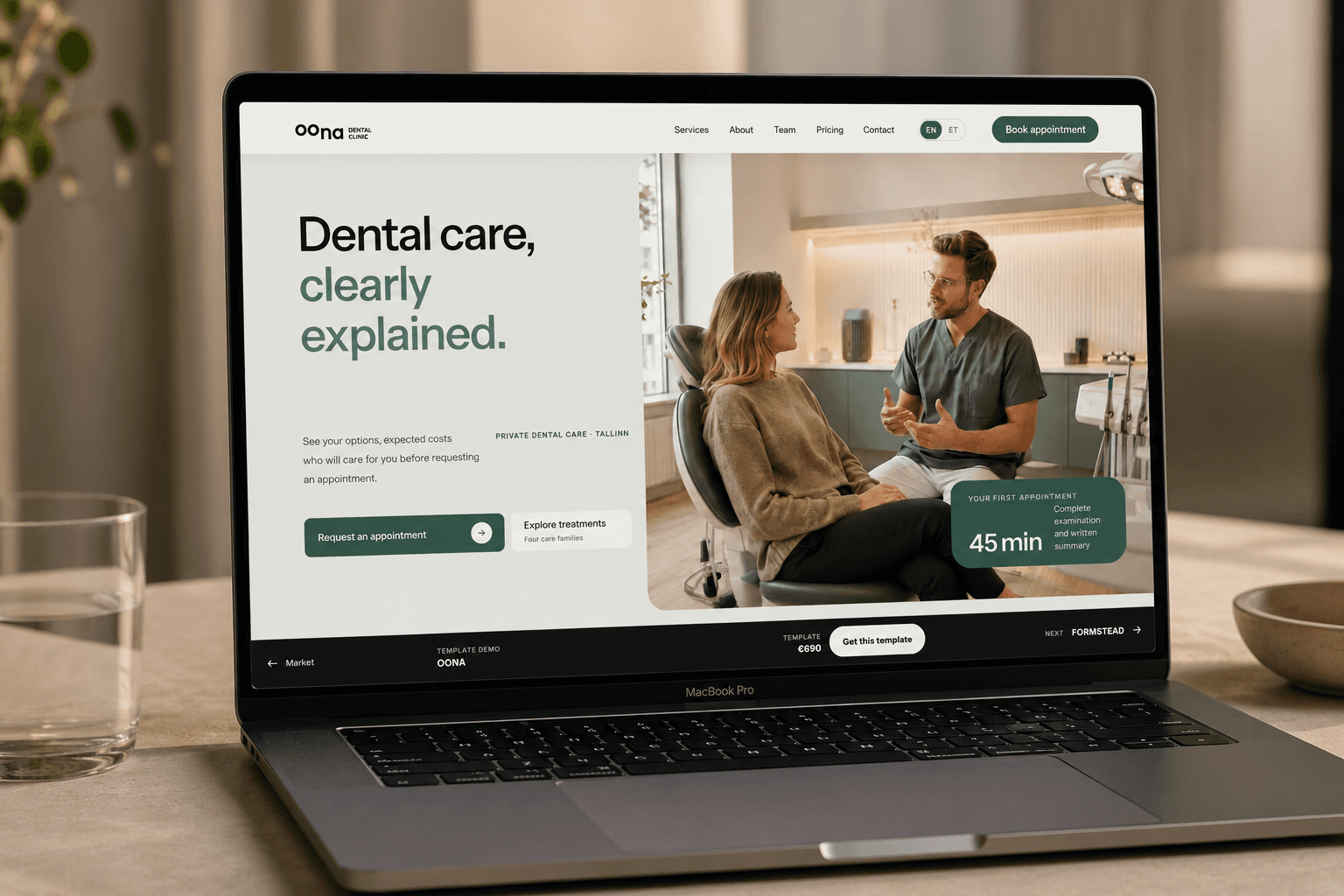 OONA dental clinic consultation website preview