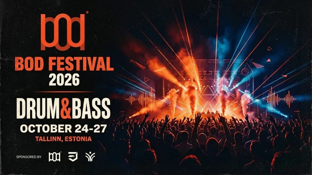 Bod Festival 2026 drum and bass poster featuring the Pod Cast wordmark as a festival sponsor