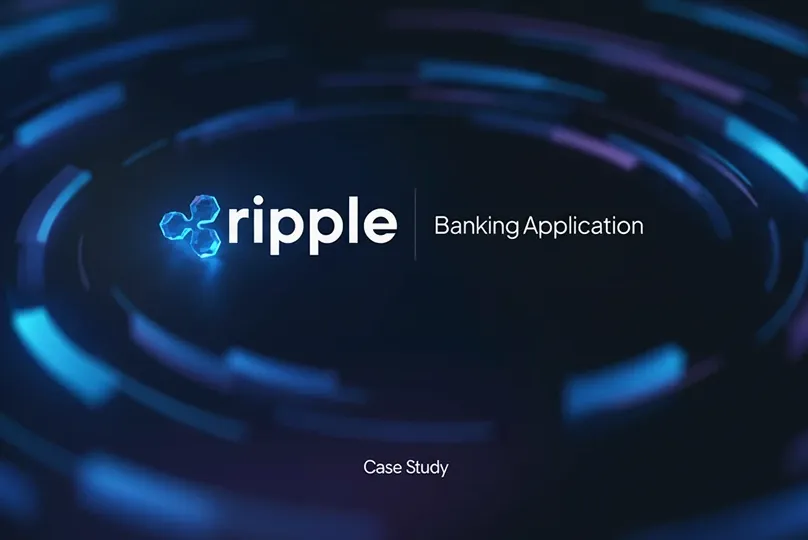 Ripple case study cover — the ripple wordmark over a dark, circular blue and violet light trail