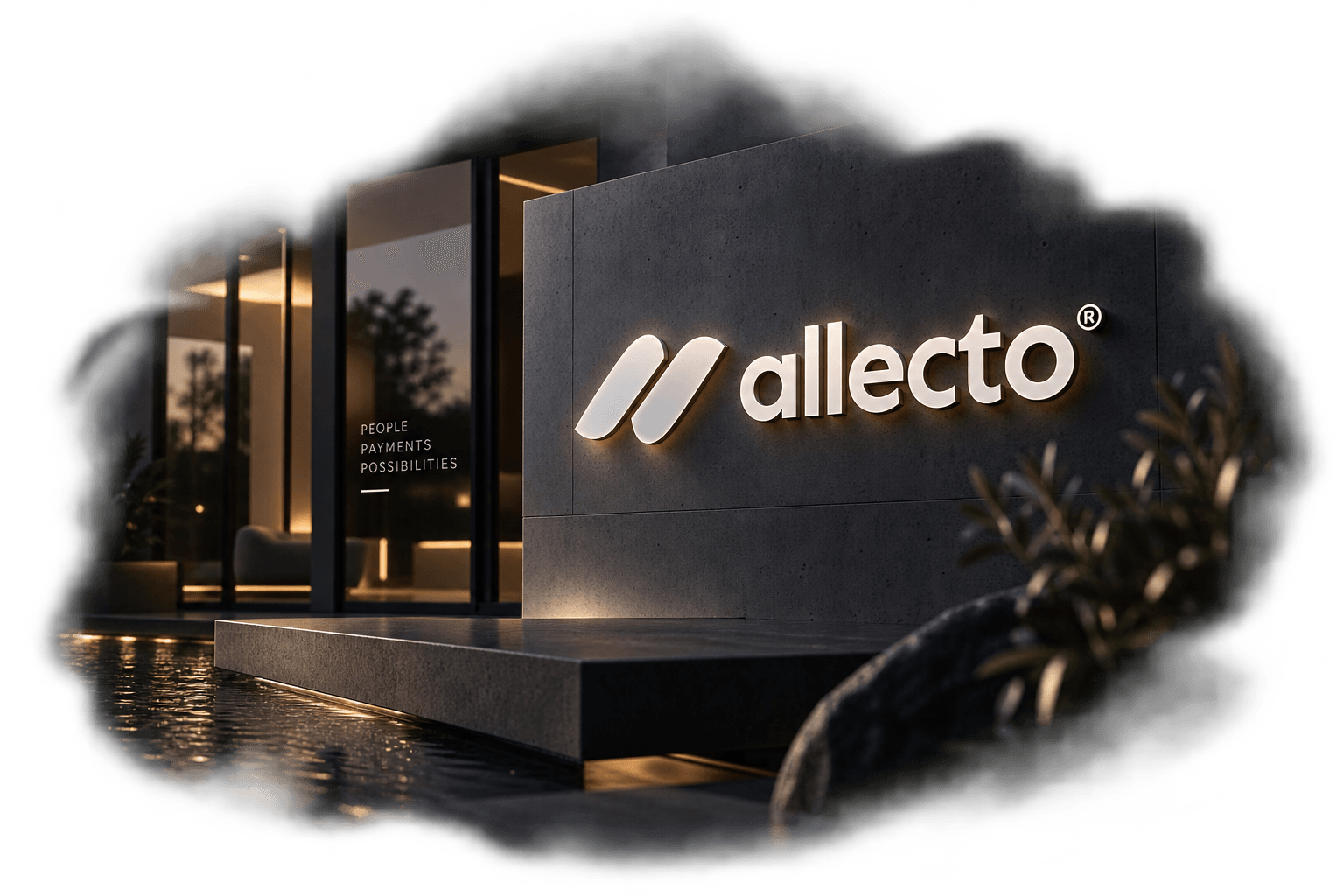 Allecto illuminated signage in a contemporary architectural setting